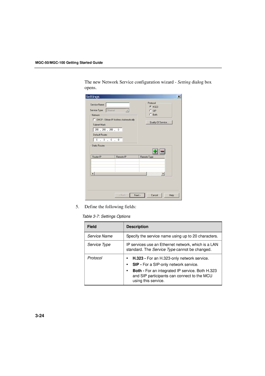 Polycom DOC2230A manual Settings Options 