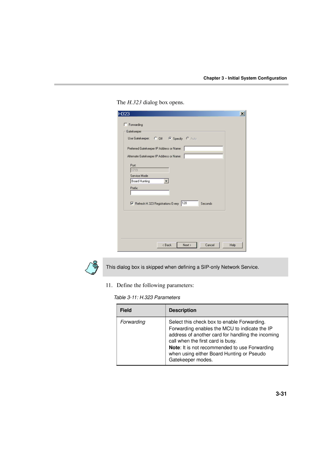 Polycom DOC2230A manual H.323 dialog box opens 