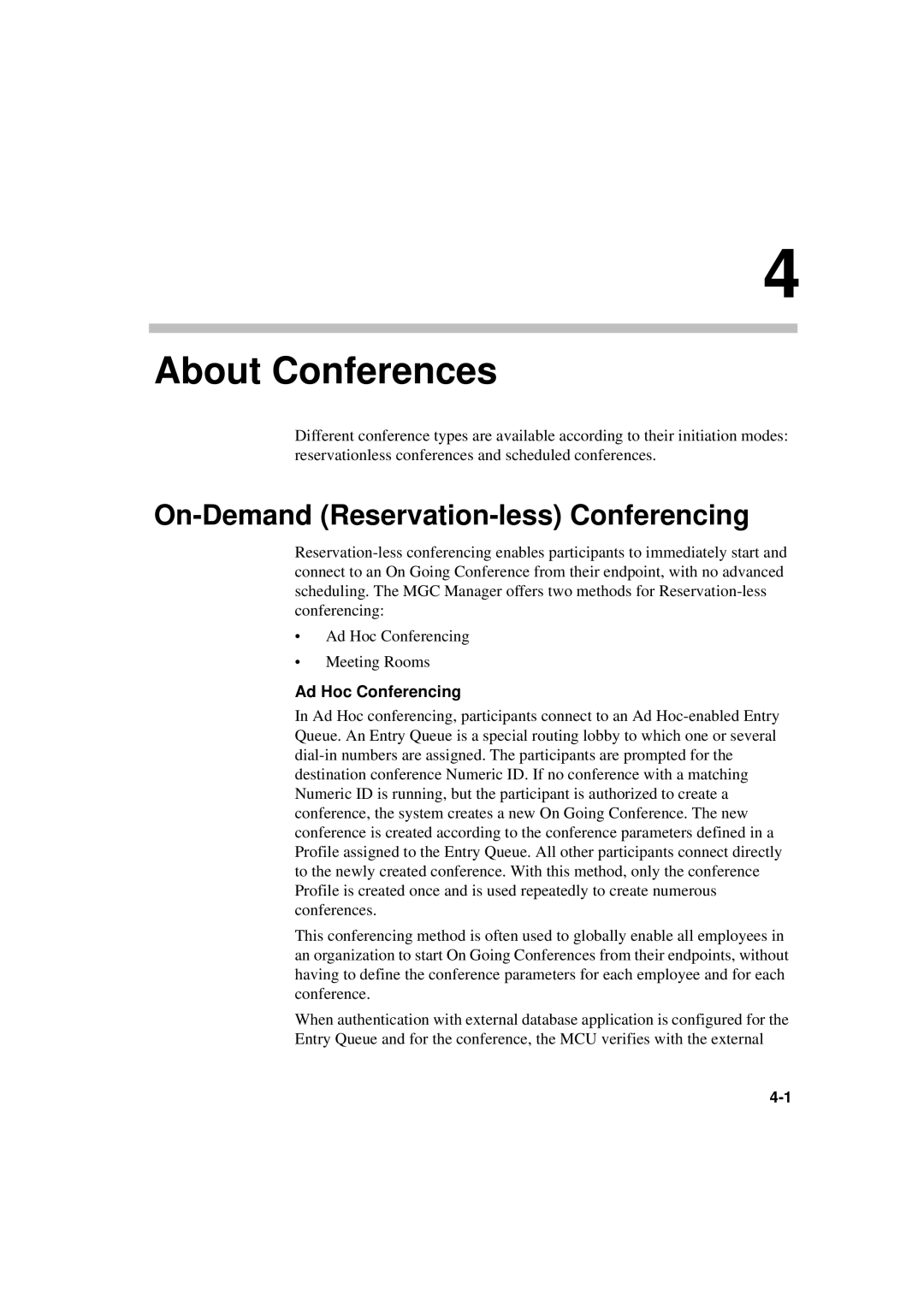 Polycom DOC2230A manual About Conferences, On-Demand Reservation-less Conferencing 