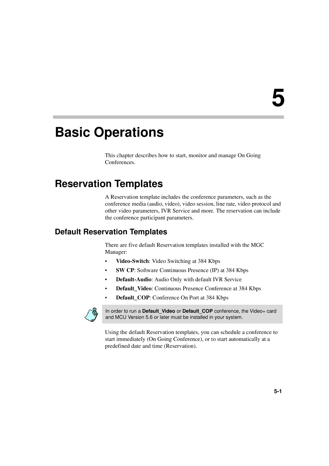 Polycom DOC2230A manual Default Reservation Templates 