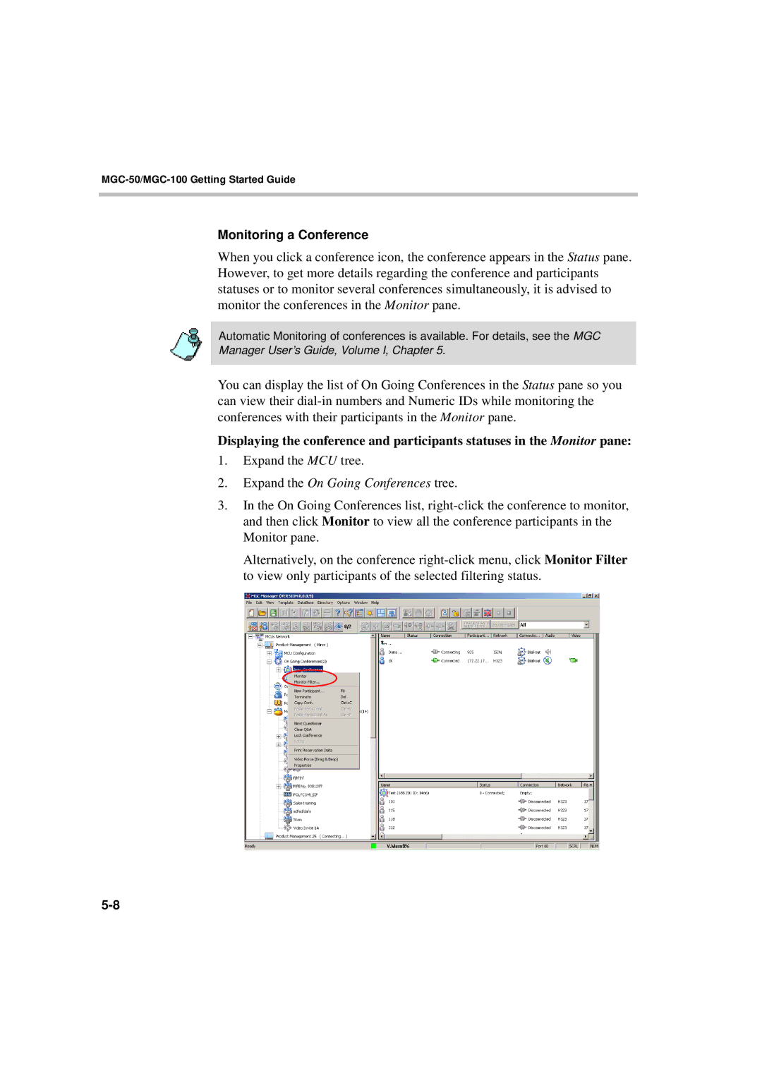 Polycom DOC2230A manual Expand the On Going Conferences tree 