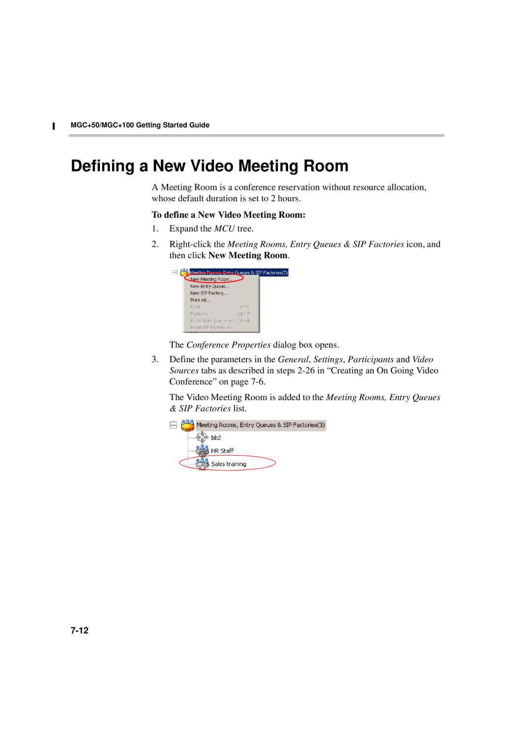 Polycom DOC2231A manual Defining a New Video Meeting Room, To define a New Video Meeting Room 