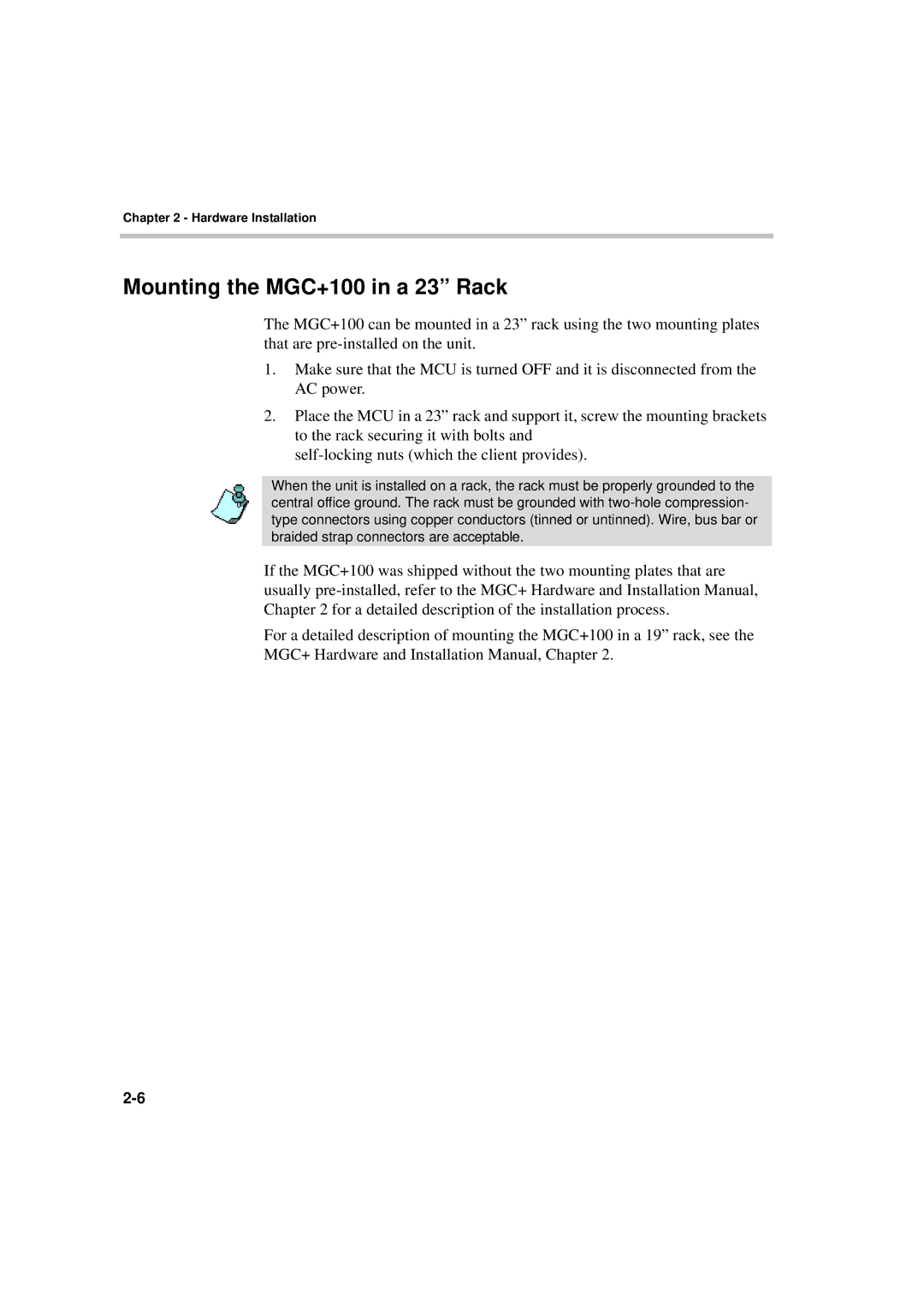 Polycom DOC2231A manual Mounting the MGC+100 in a 23 Rack 