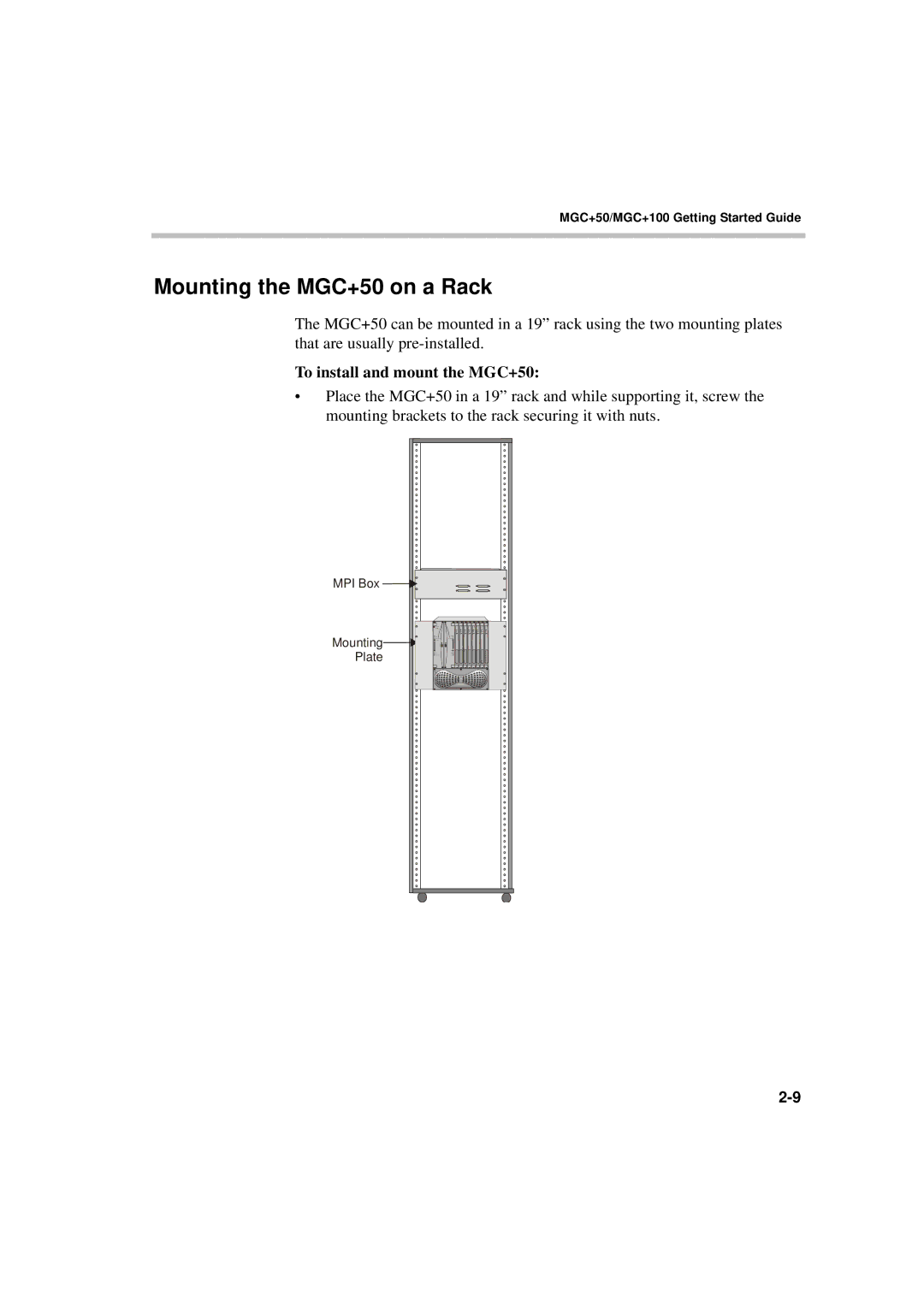 Polycom DOC2231A manual Mounting the MGC+50 on a Rack, To install and mount the MGC+50 