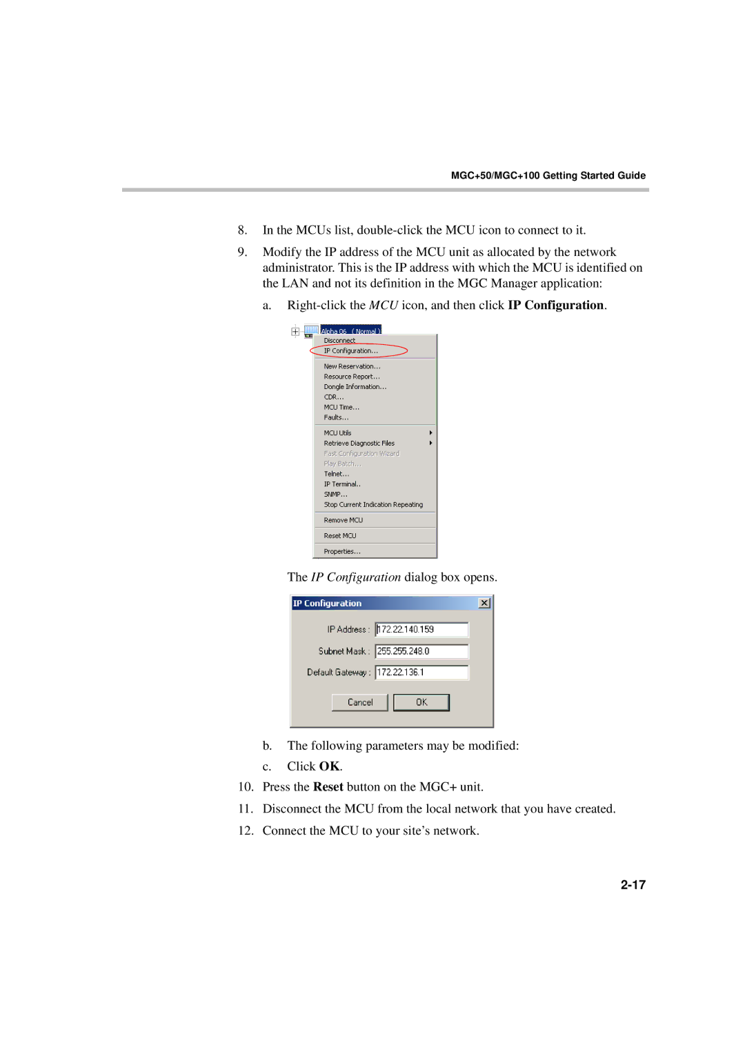 Polycom DOC2231A manual MGC+50/MGC+100 Getting Started Guide 