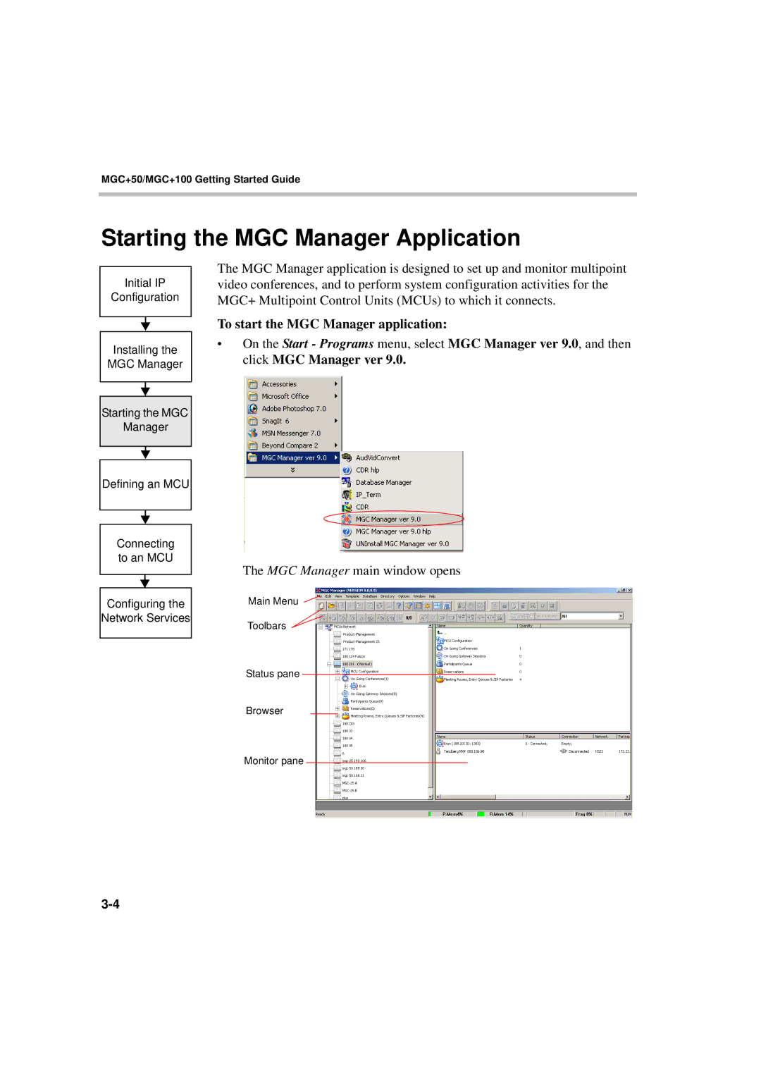 Polycom DOC2231A manual Starting the MGC Manager Application, To start the MGC Manager application 