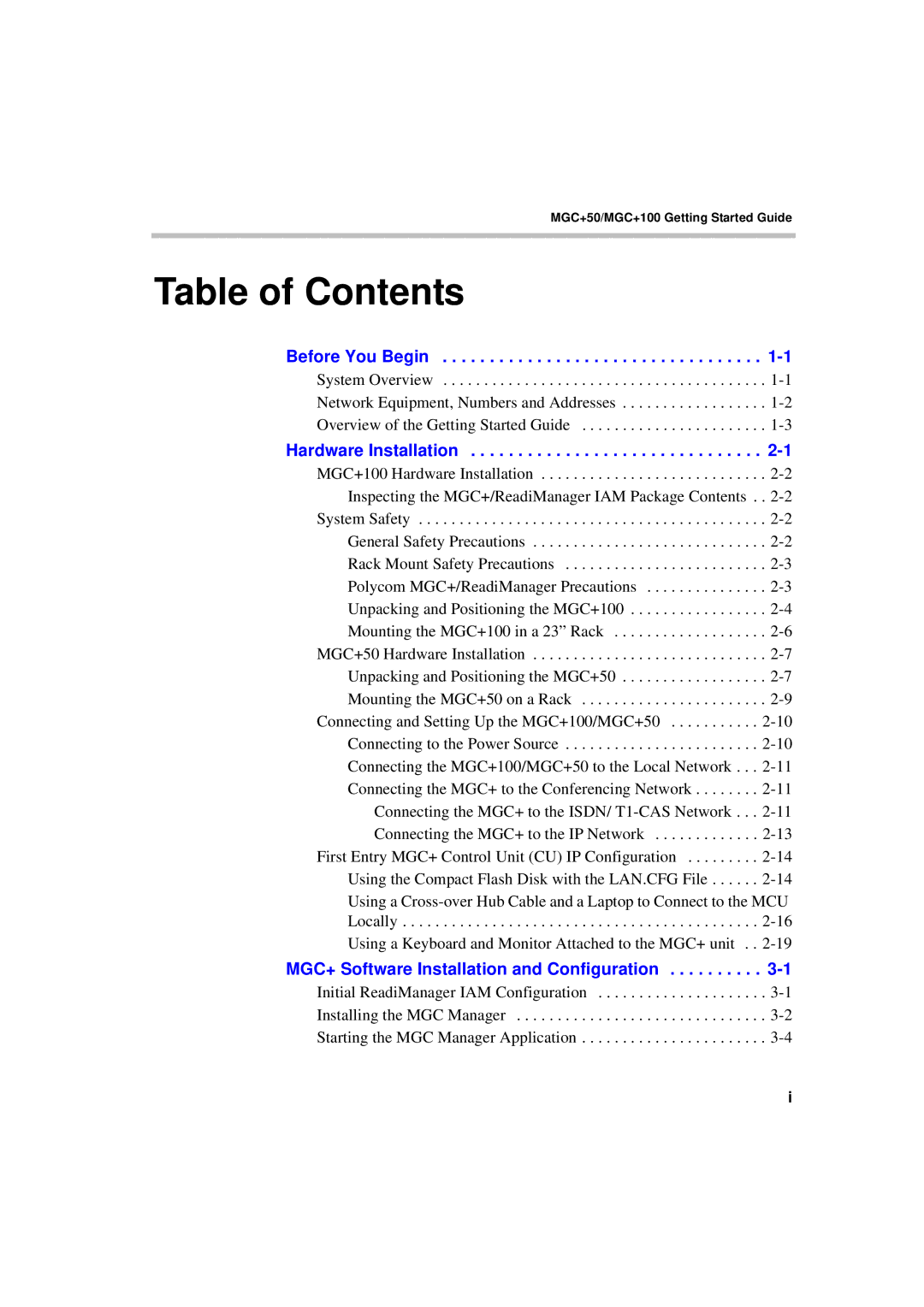 Polycom DOC2231A manual Table of Contents 