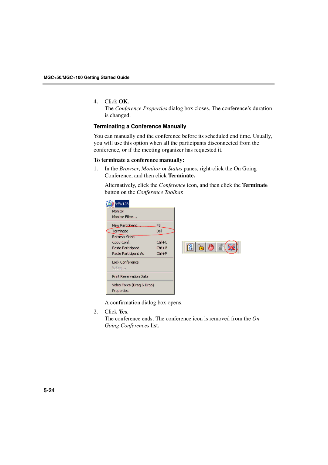 Polycom DOC2231A To terminate a conference manually 