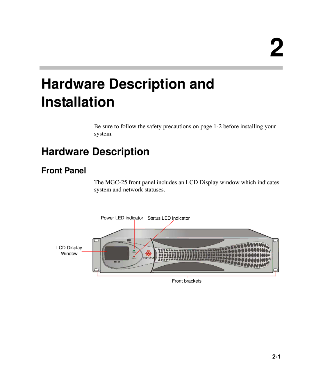 Polycom DOC2232A manual Hardware Description, Front Panel 