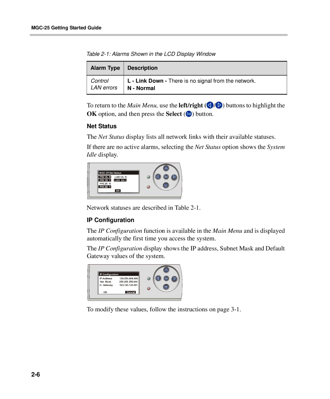 Polycom DOC2232A manual Net Status 