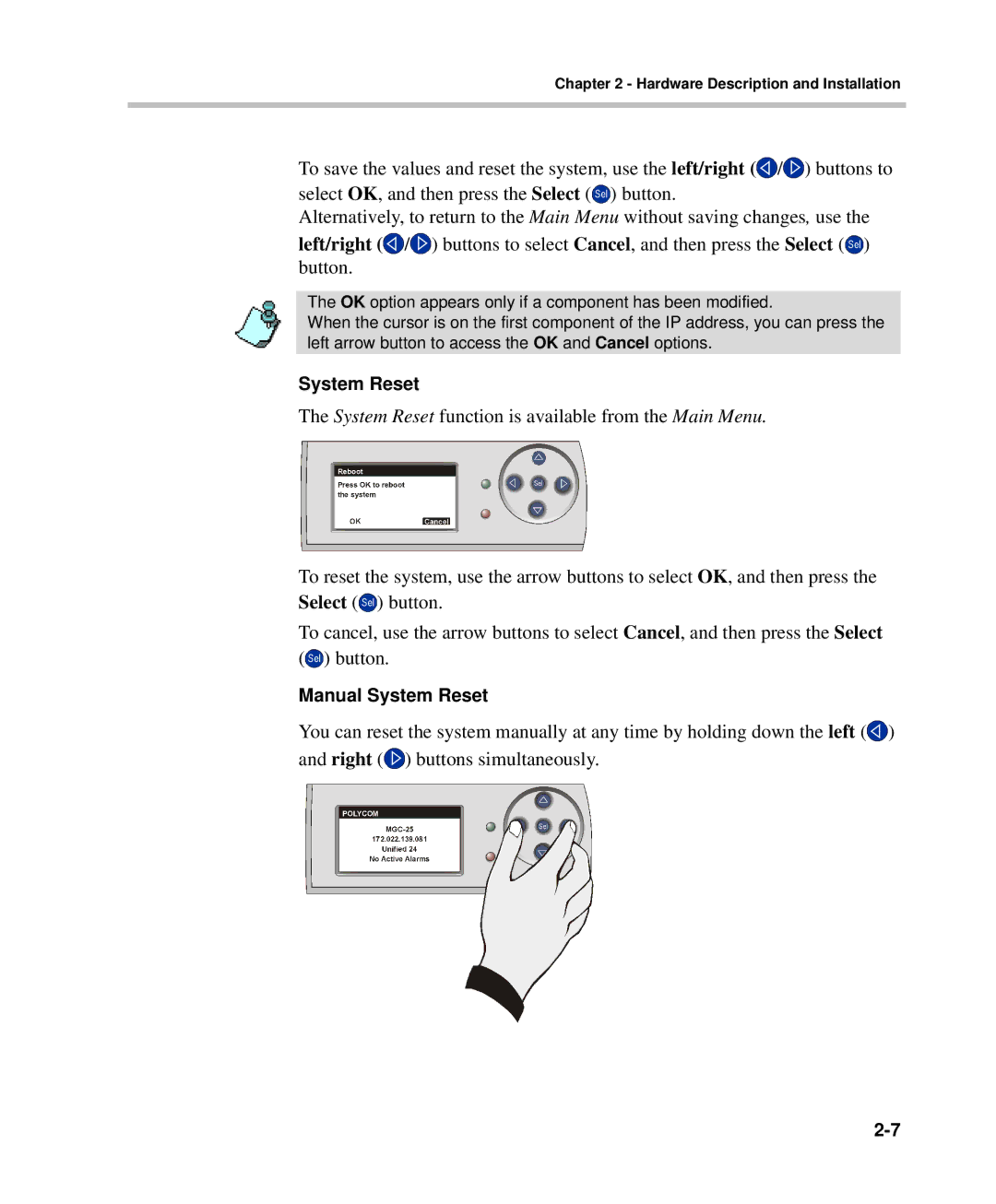 Polycom DOC2232A manual System Reset 