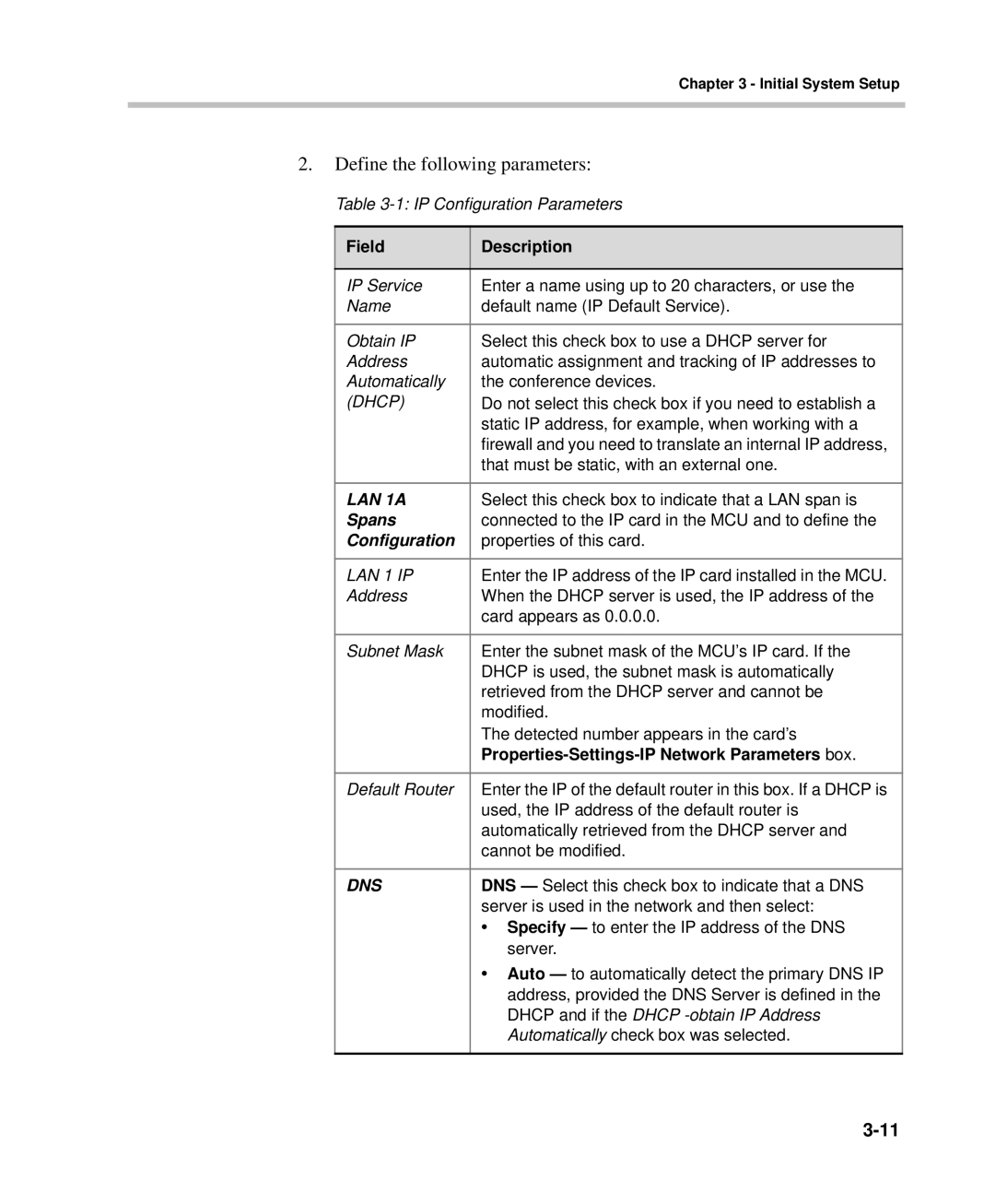 Polycom DOC2232A manual Define the following parameters 