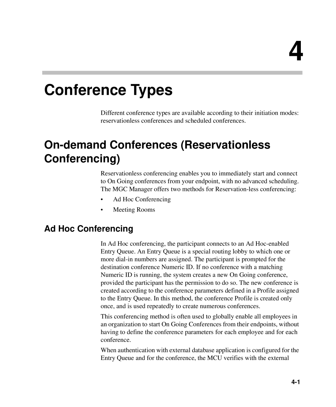 Polycom DOC2232A manual On-demand Conferences Reservationless Conferencing, Ad Hoc Conferencing 