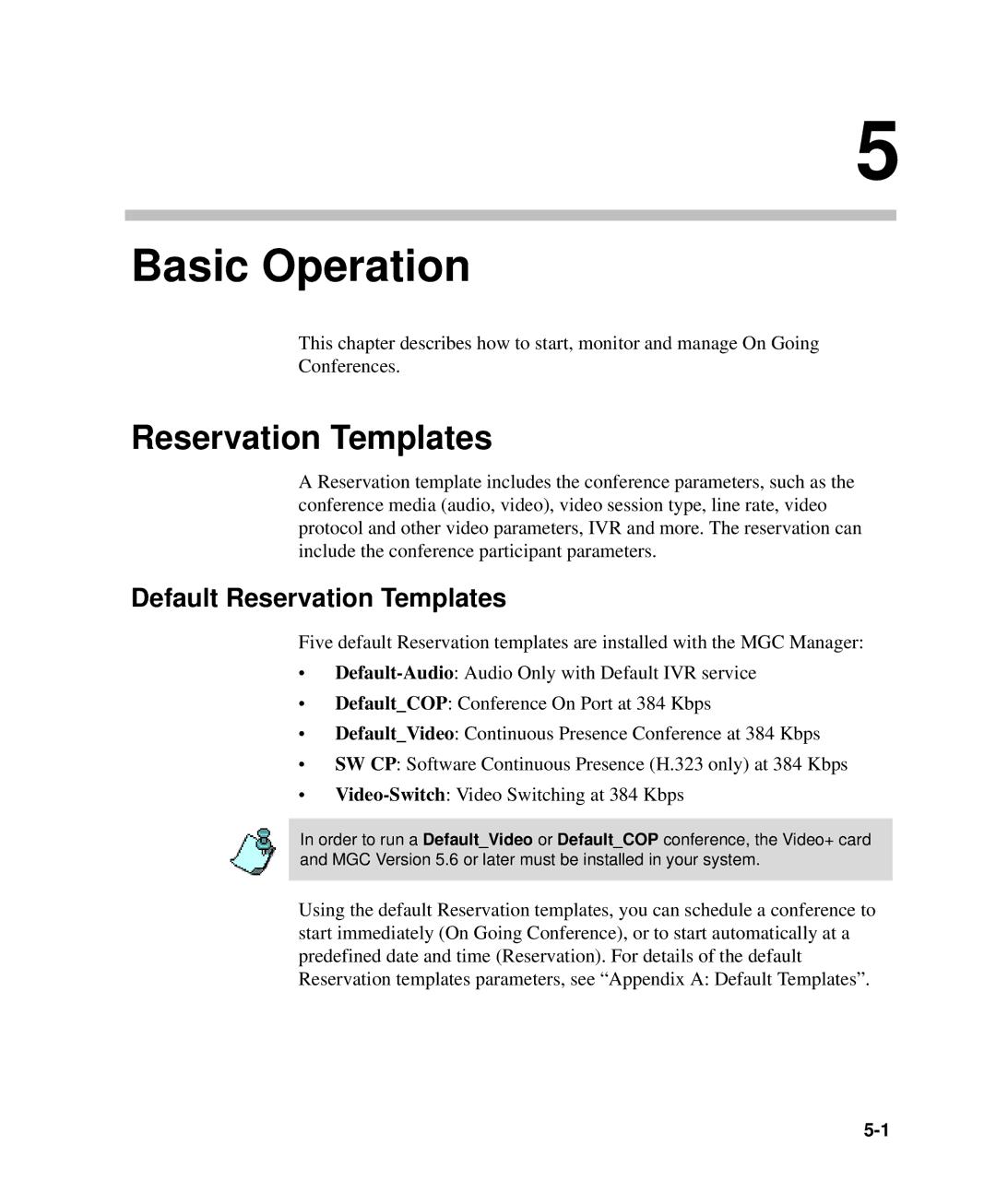 Polycom DOC2232A manual Default Reservation Templates 