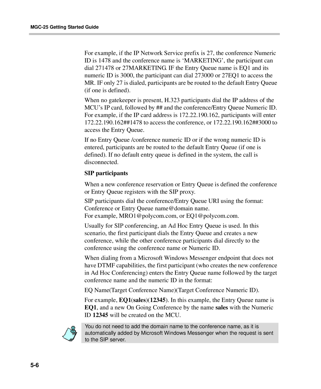 Polycom DOC2232A manual SIP participants 