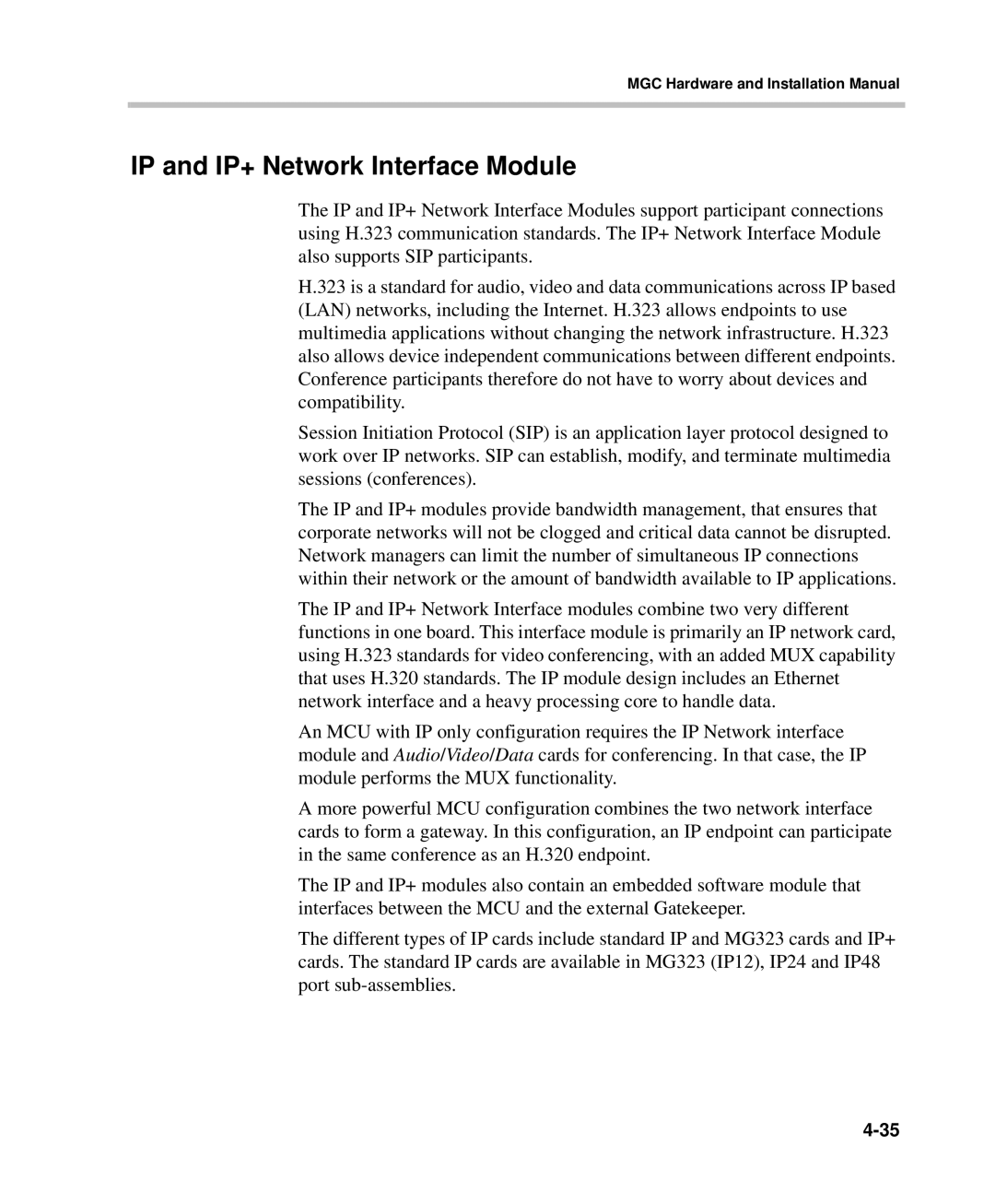 Polycom DOC2237A manual IP and IP+ Network Interface Module 