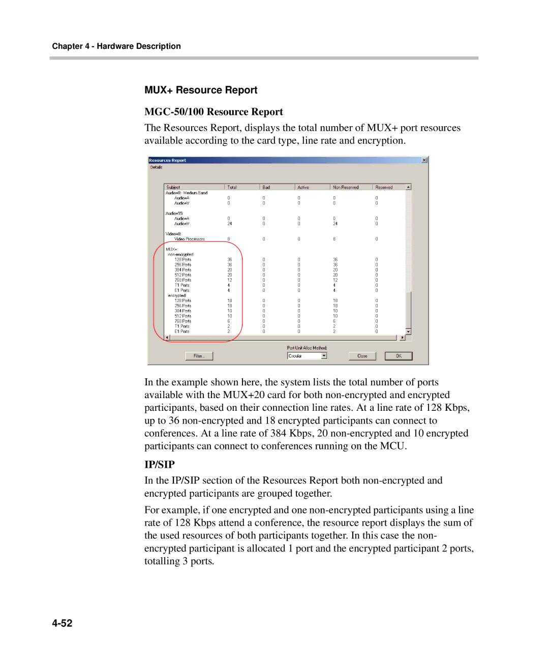 Polycom DOC2237A manual MGC-50/100 Resource Report, MUX+ Resource Report 