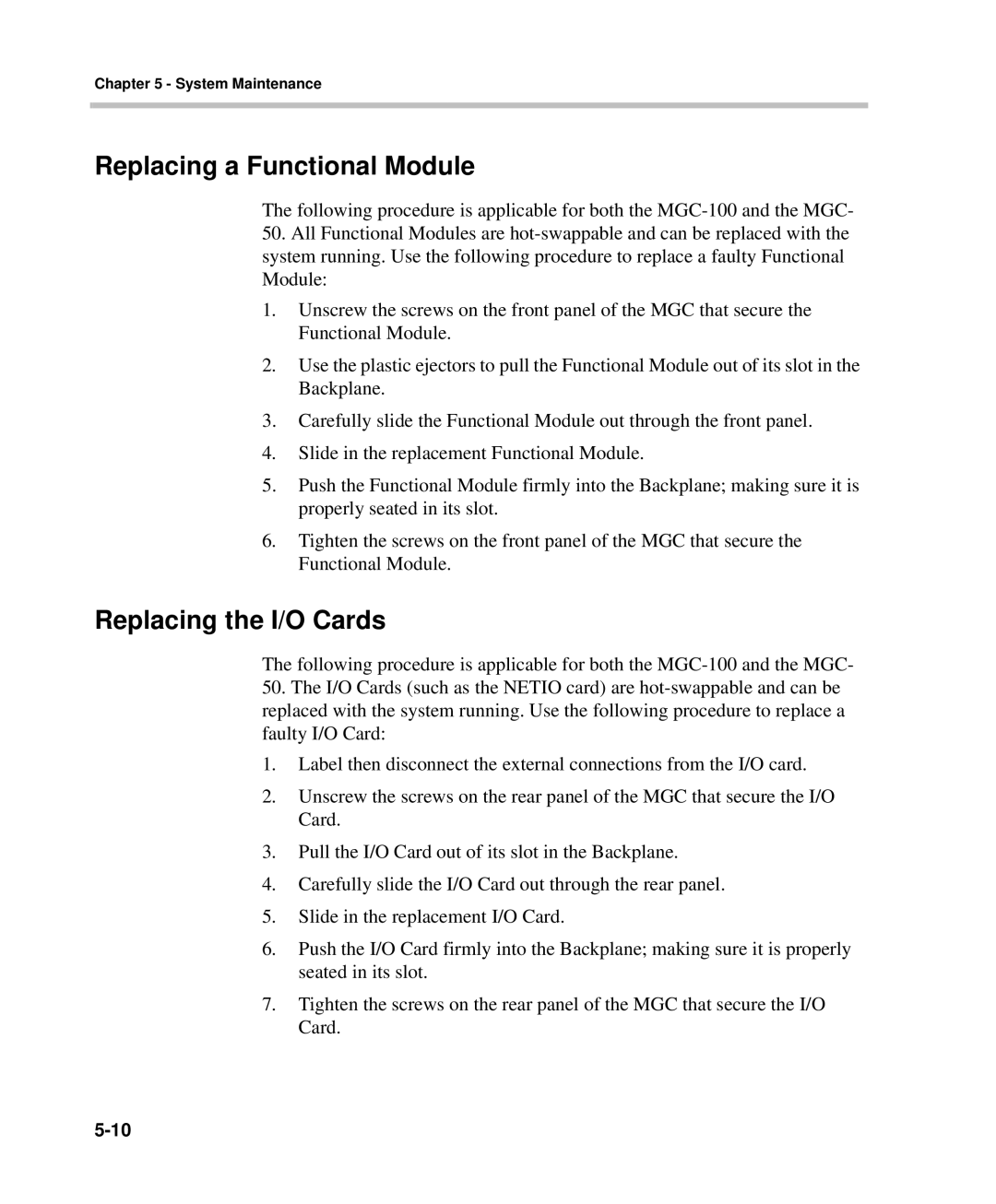 Polycom DOC2237A manual Replacing a Functional Module, Replacing the I/O Cards 