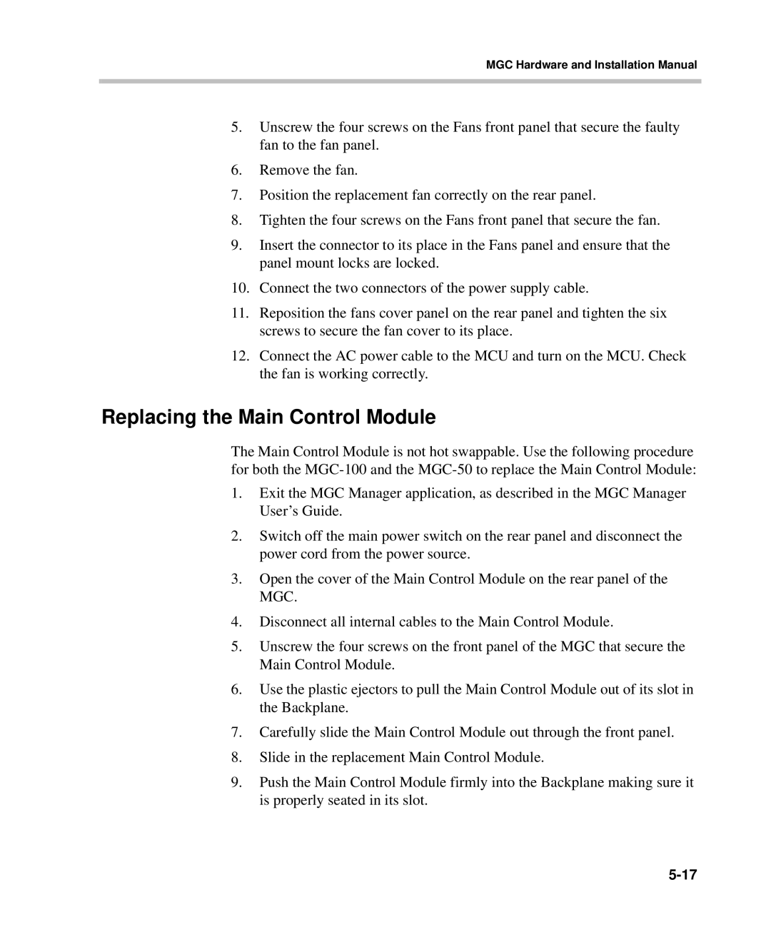 Polycom DOC2237A manual Replacing the Main Control Module 