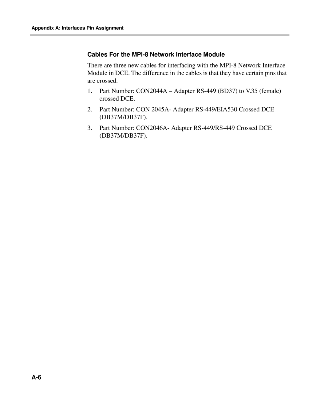 Polycom DOC2237A manual Cables For the MPI-8 Network Interface Module 