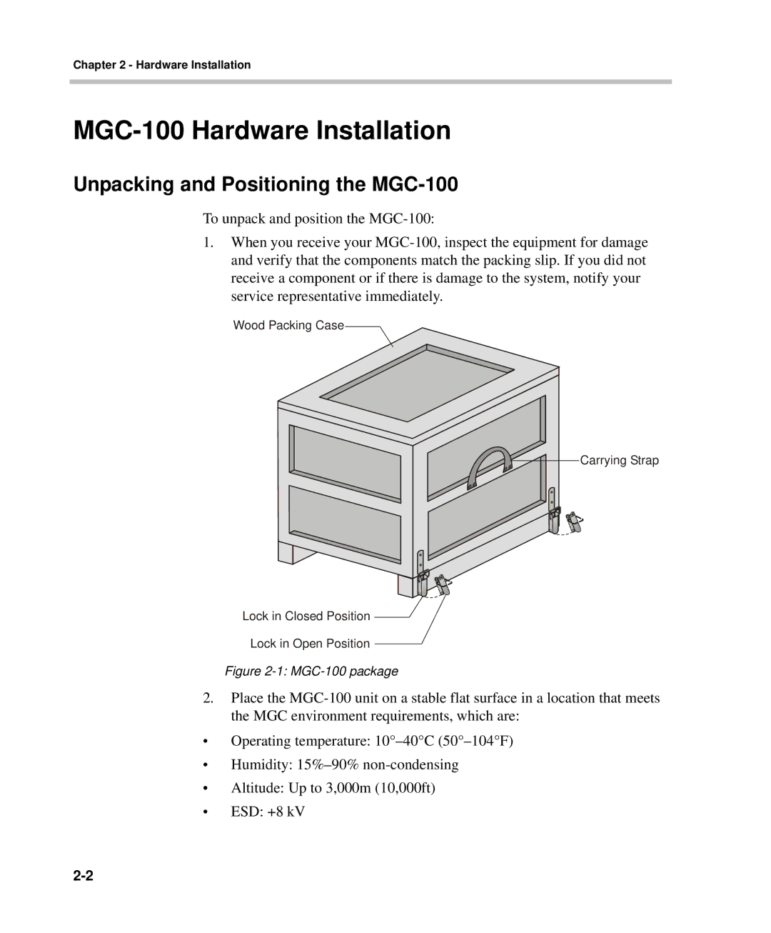 Polycom DOC2237A manual MGC-100 Hardware Installation, Unpacking and Positioning the MGC-100 