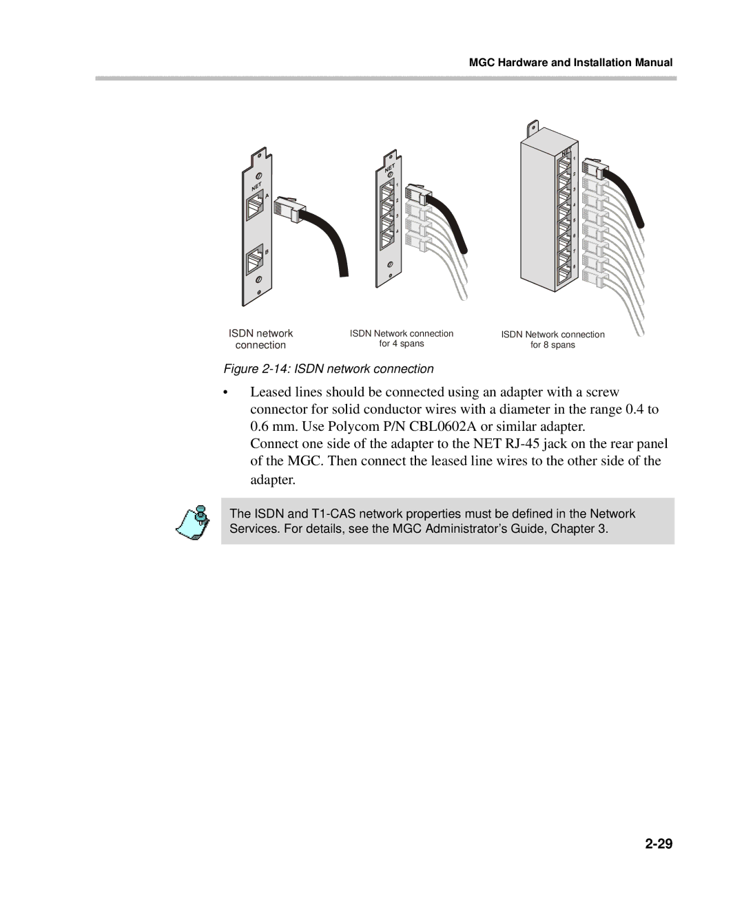 Polycom DOC2237A manual Isdn network connection 