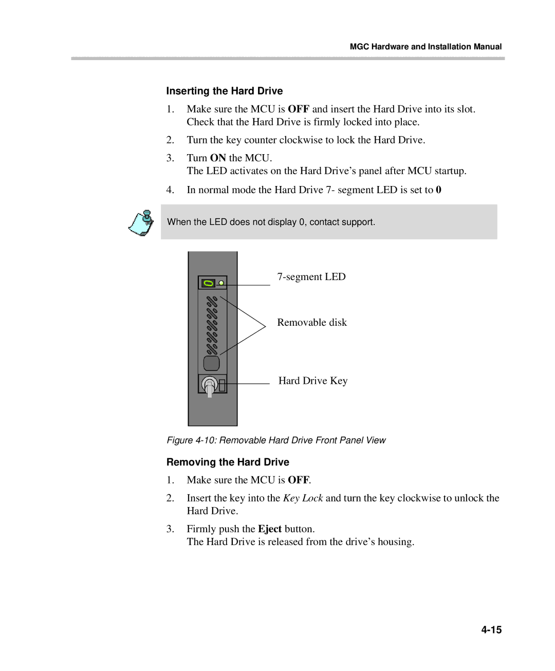 Polycom DOC2237A manual Inserting the Hard Drive, Removing the Hard Drive 