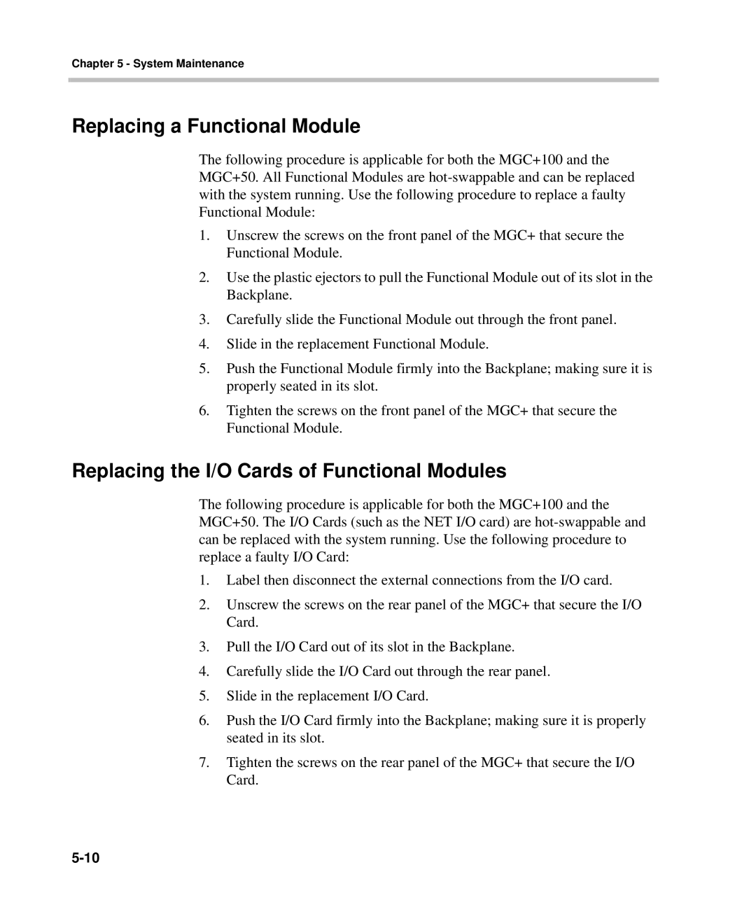 Polycom DOC2238A manual Replacing a Functional Module, Replacing the I/O Cards of Functional Modules 