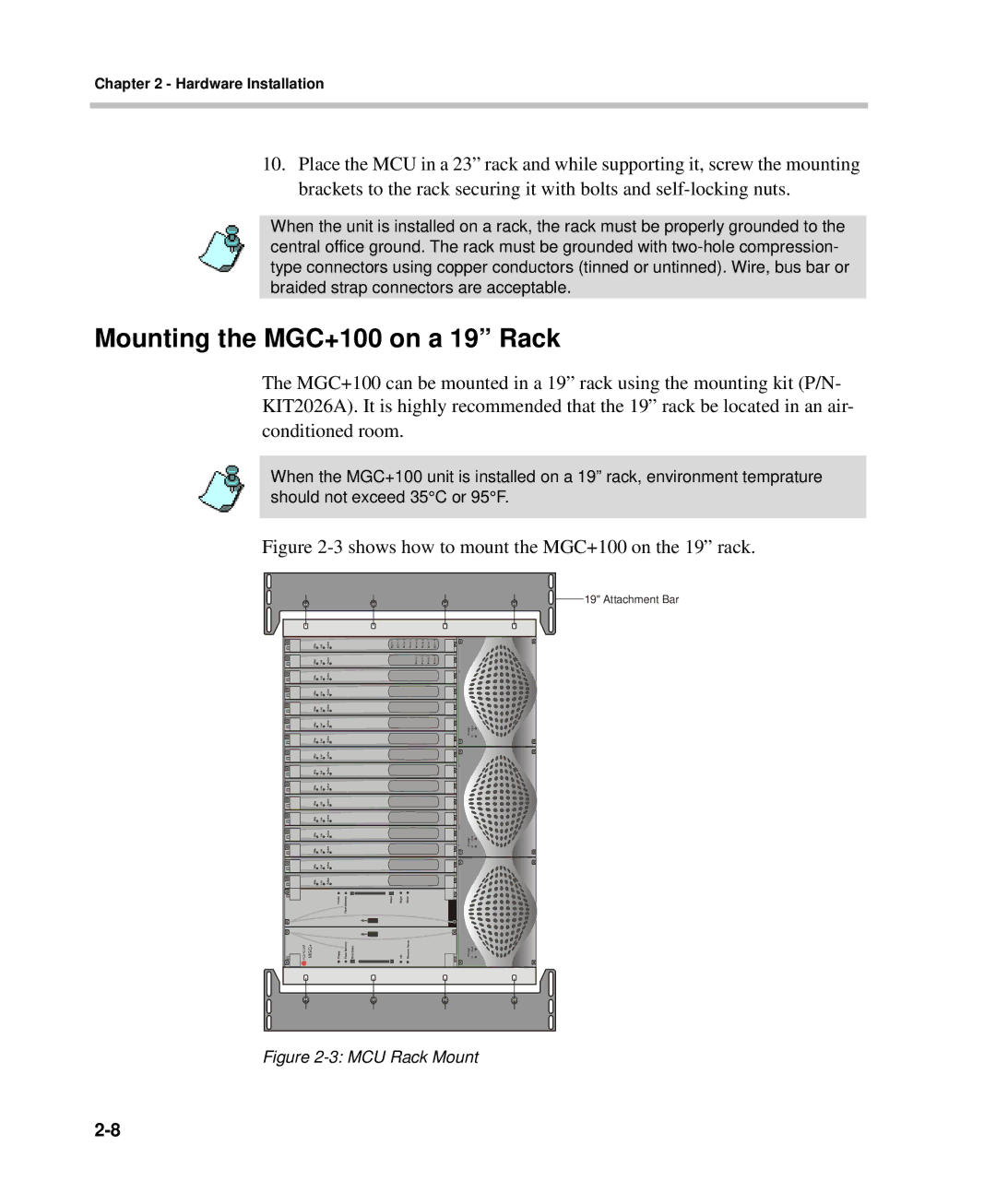 Polycom DOC2238A manual Mounting the MGC+100 on a 19 Rack, Shows how to mount the MGC+100 on the 19 rack 