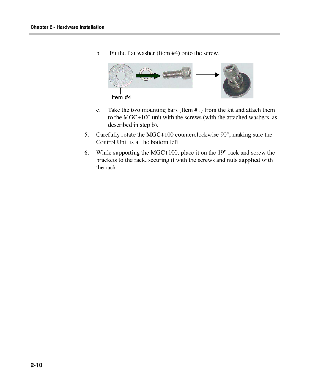 Polycom DOC2238A manual Fit the flat washer Item #4 onto the screw 