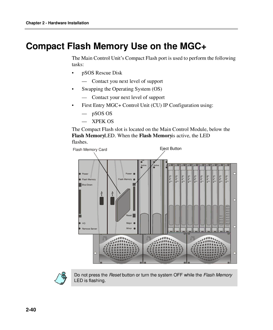 Polycom DOC2238A manual Compact Flash Memory Use on the MGC+, Xpek OS 