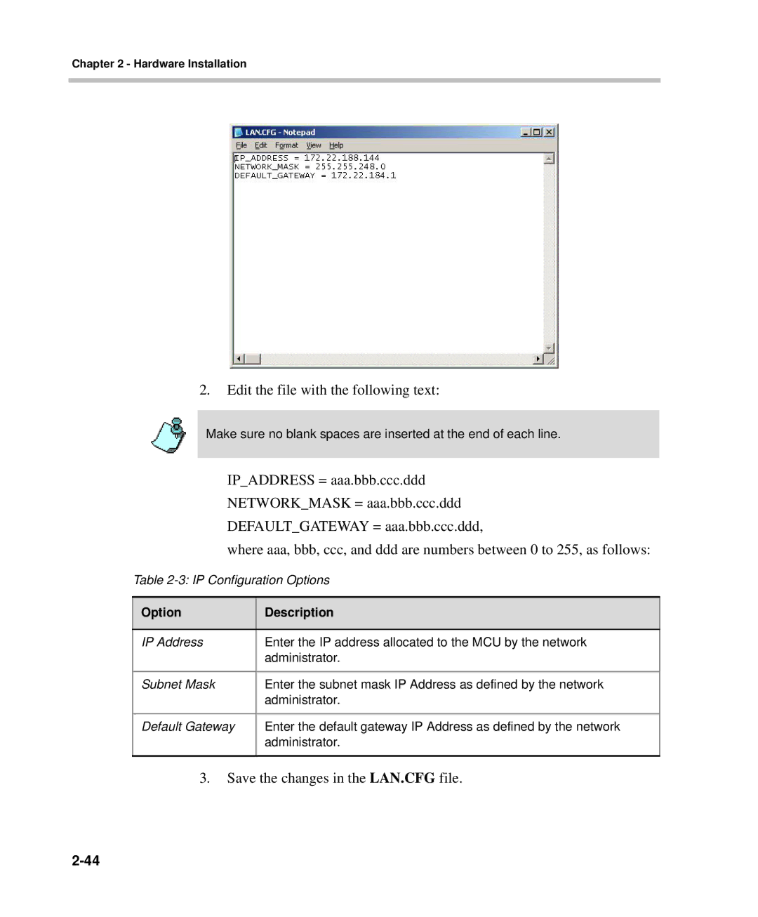 Polycom DOC2238A manual Edit the file with the following text 