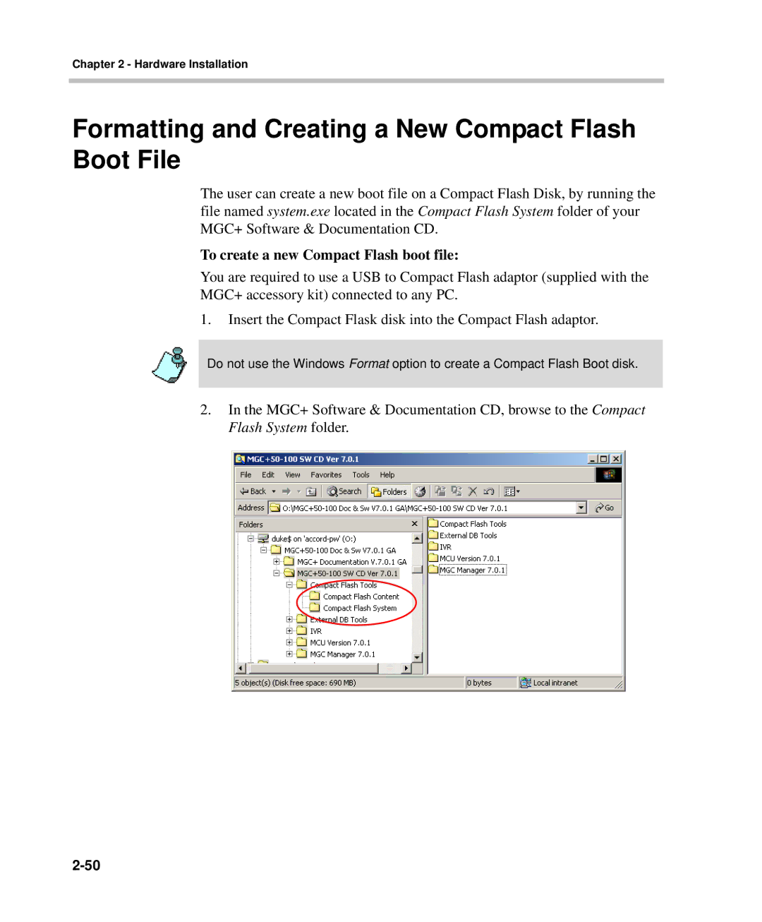 Polycom DOC2238A manual Formatting and Creating a New Compact Flash Boot File, To create a new Compact Flash boot file 