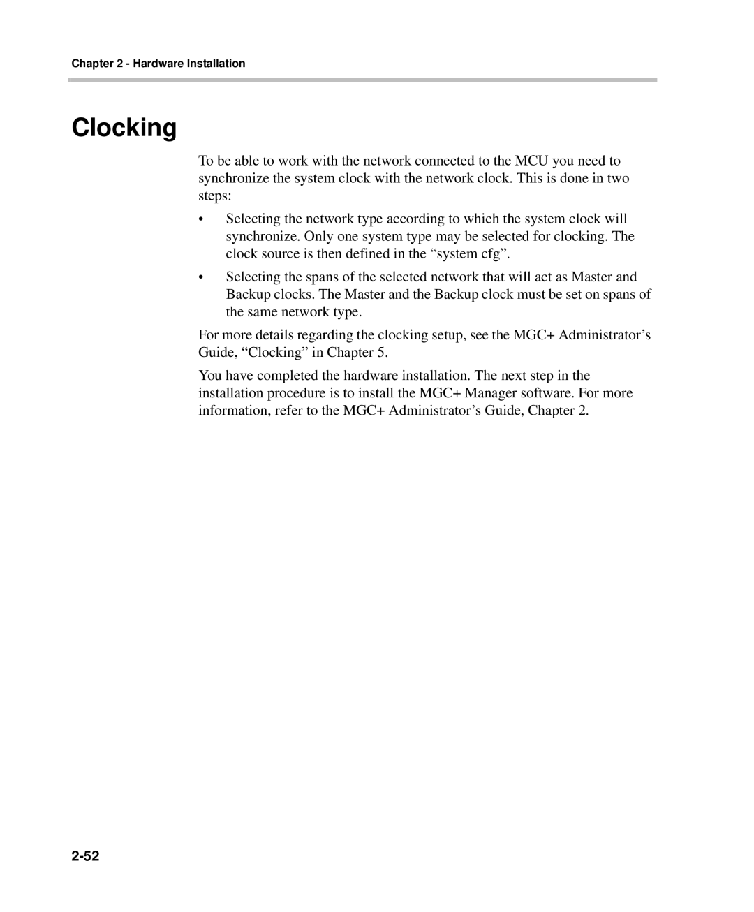 Polycom DOC2238A manual Clocking 