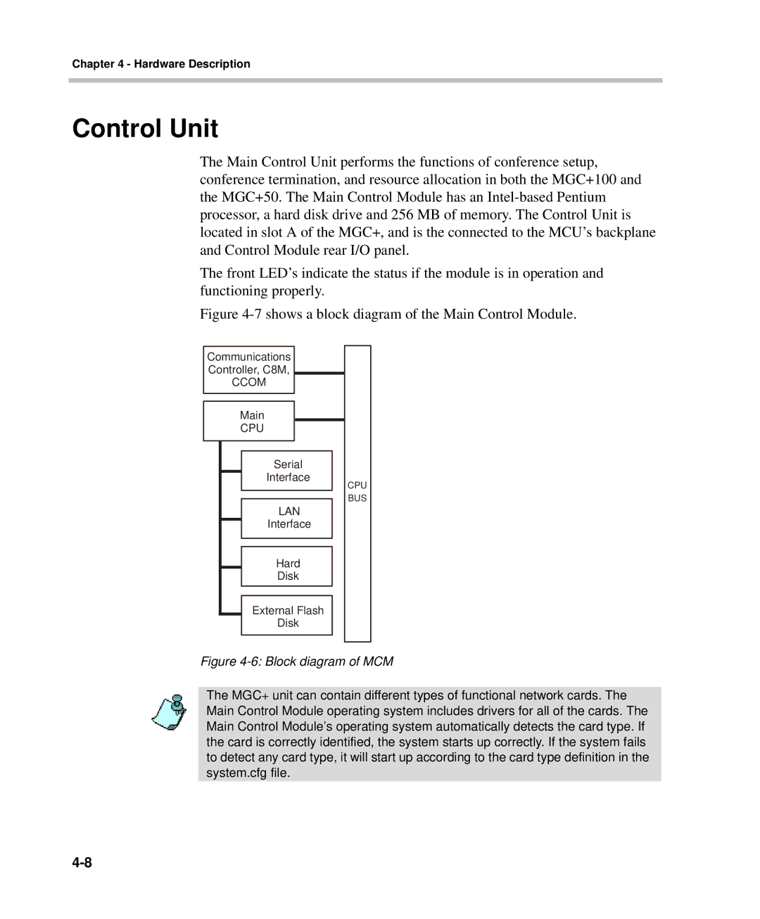 Polycom DOC2238A manual Control Unit, Shows a block diagram of the Main Control Module 