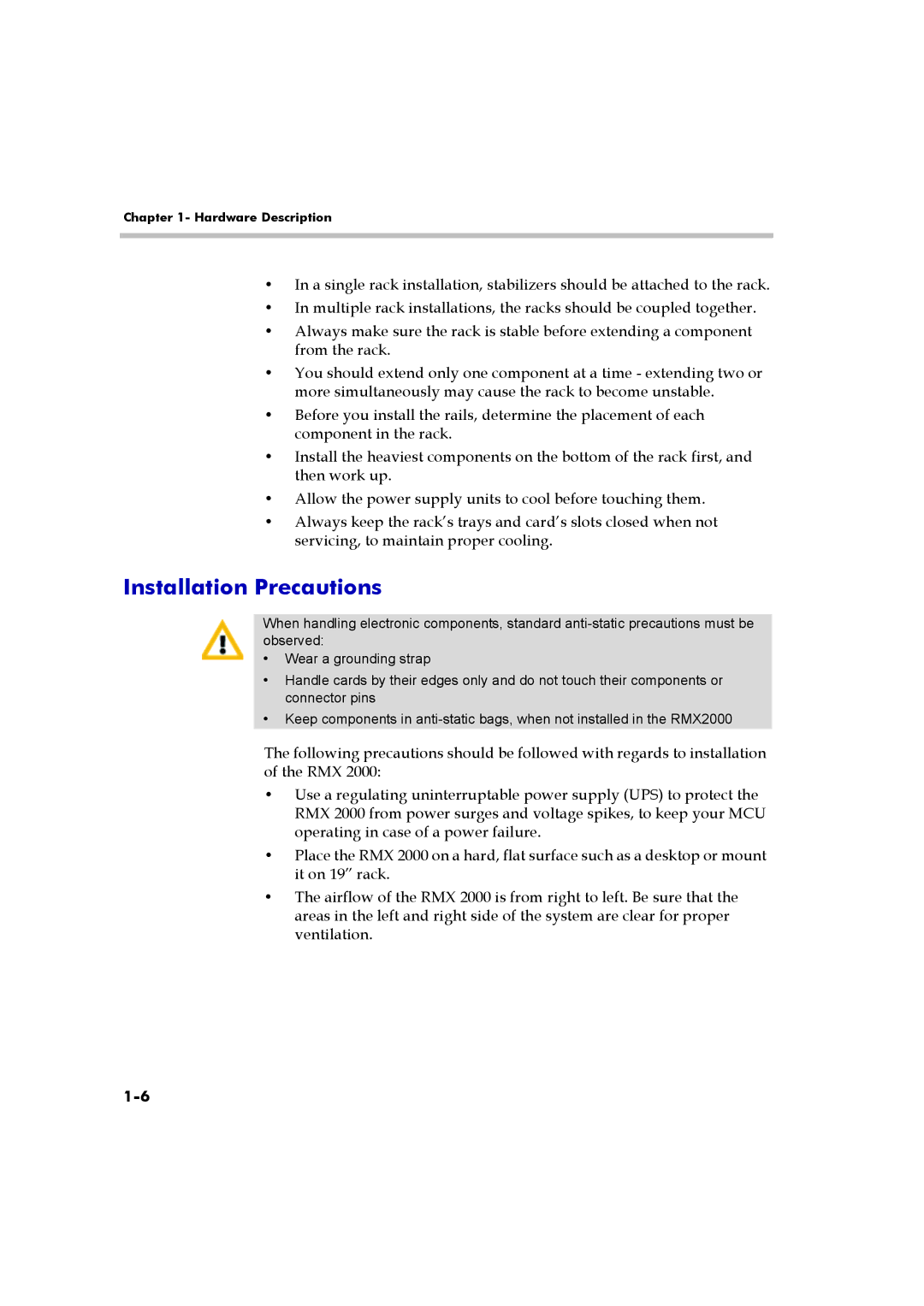 Polycom DOC2547A manual Installation Precautions 