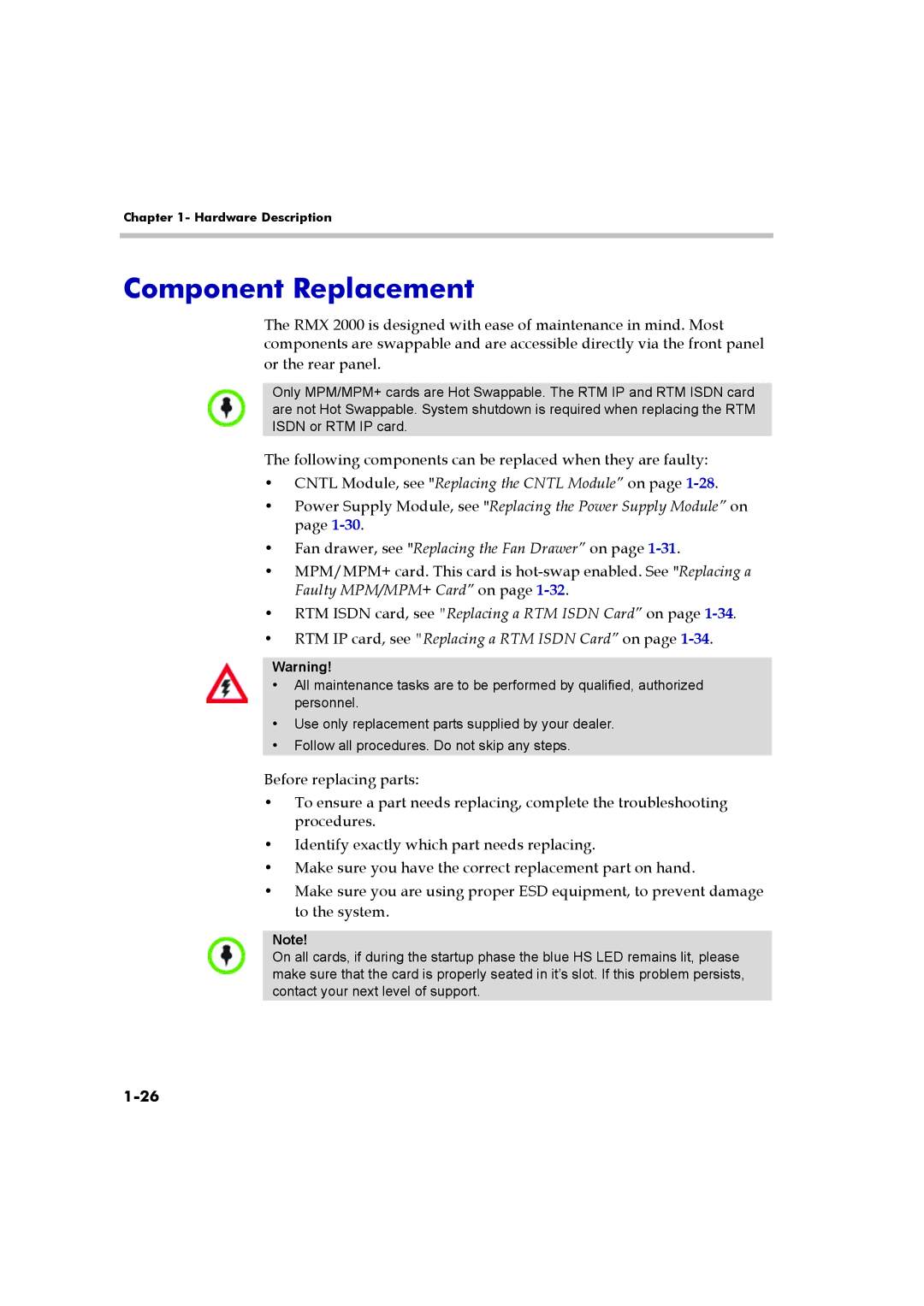 Polycom DOC2547A manual Component Replacement 