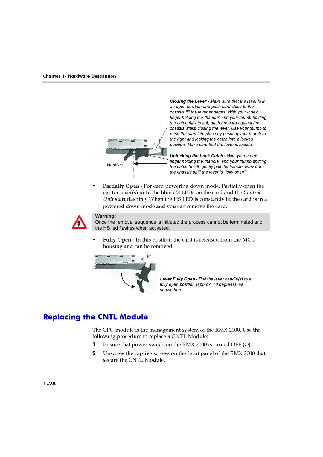 Polycom DOC2547A manual Replacing the Cntl Module, Handle 