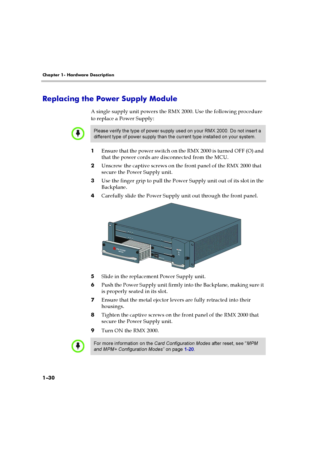 Polycom DOC2547A manual Replacing the Power Supply Module 