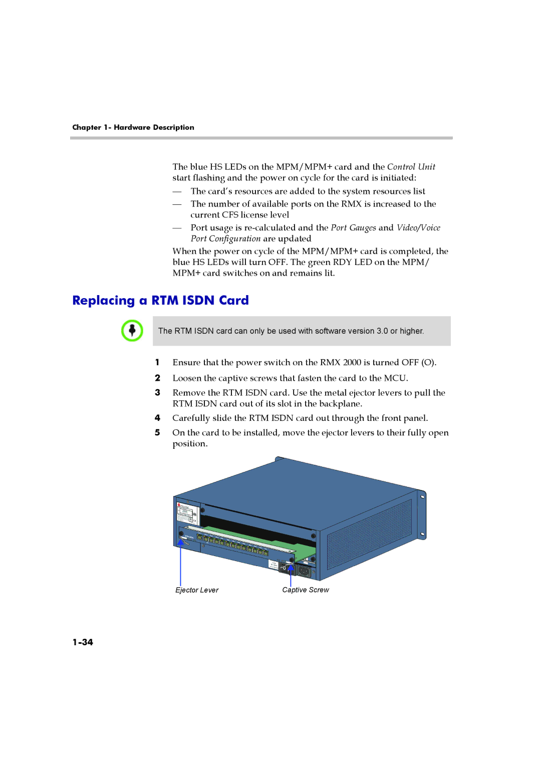 Polycom DOC2547A manual Replacing a RTM Isdn Card 