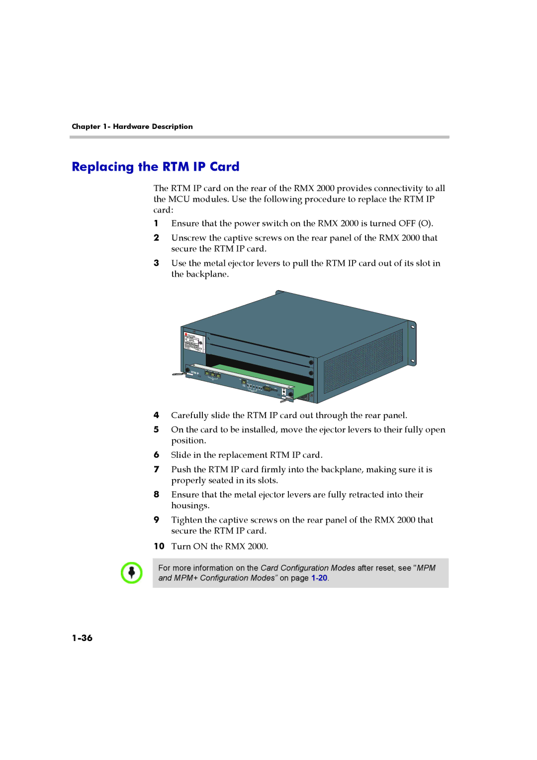 Polycom DOC2547A manual Replacing the RTM IP Card 