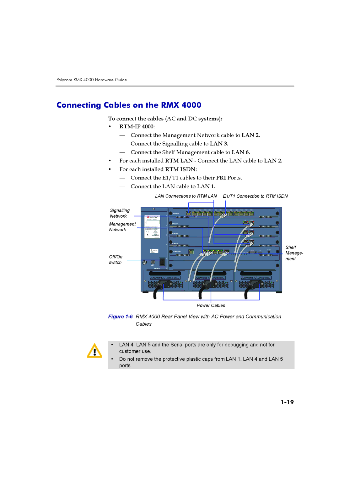 Polycom DOC2548A manual Connecting Cables on the RMX, To connect the cables AC and DC systems RTM-IP 