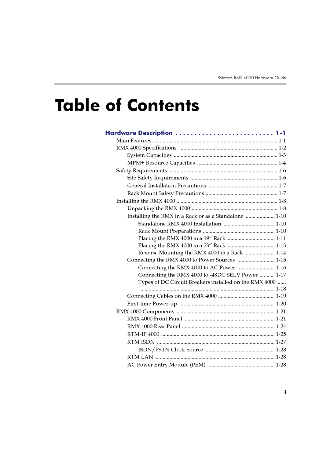 Polycom DOC2548A manual Table of Contents 