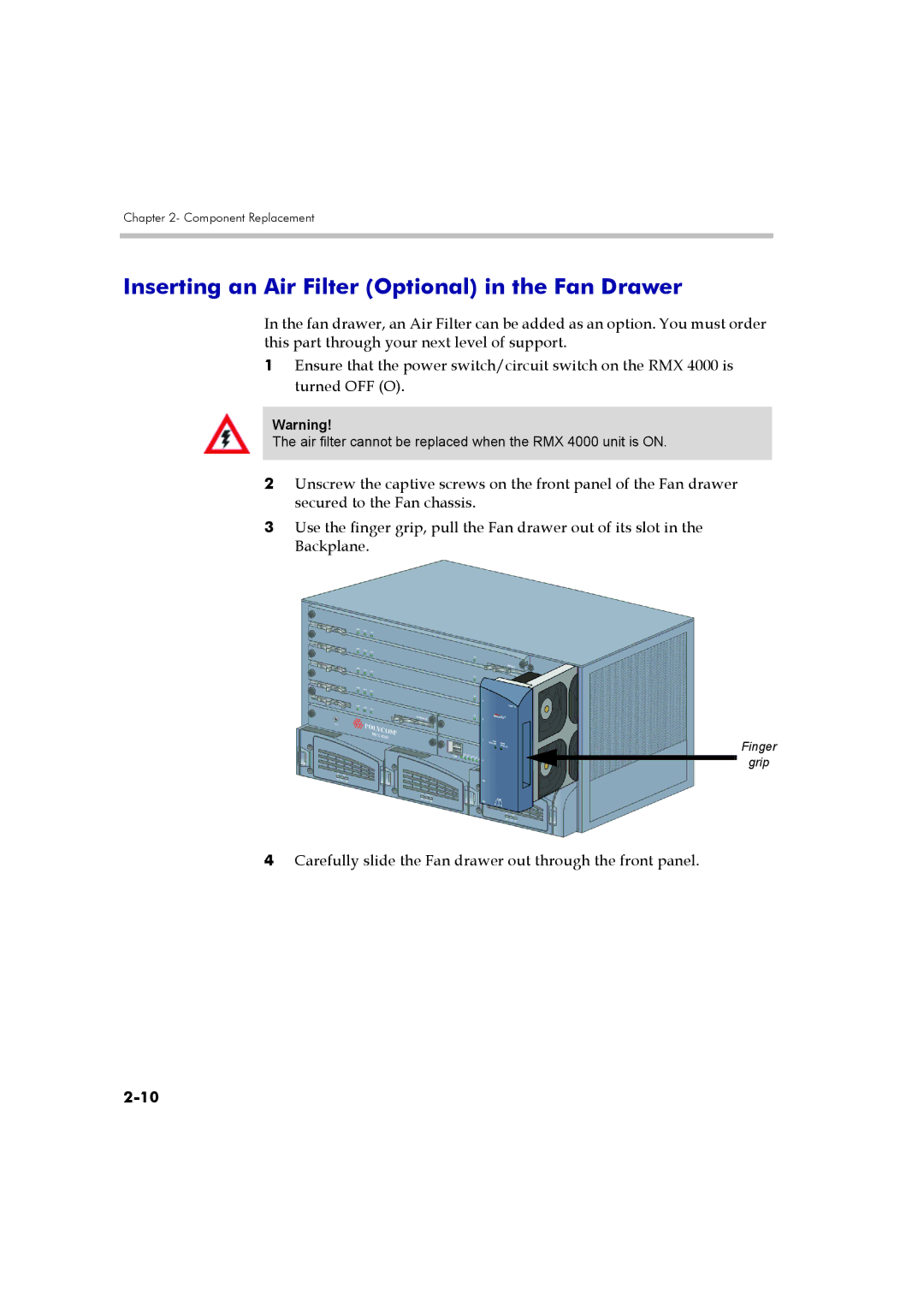 Polycom DOC2548A manual Inserting an Air Filter Optional in the Fan Drawer 