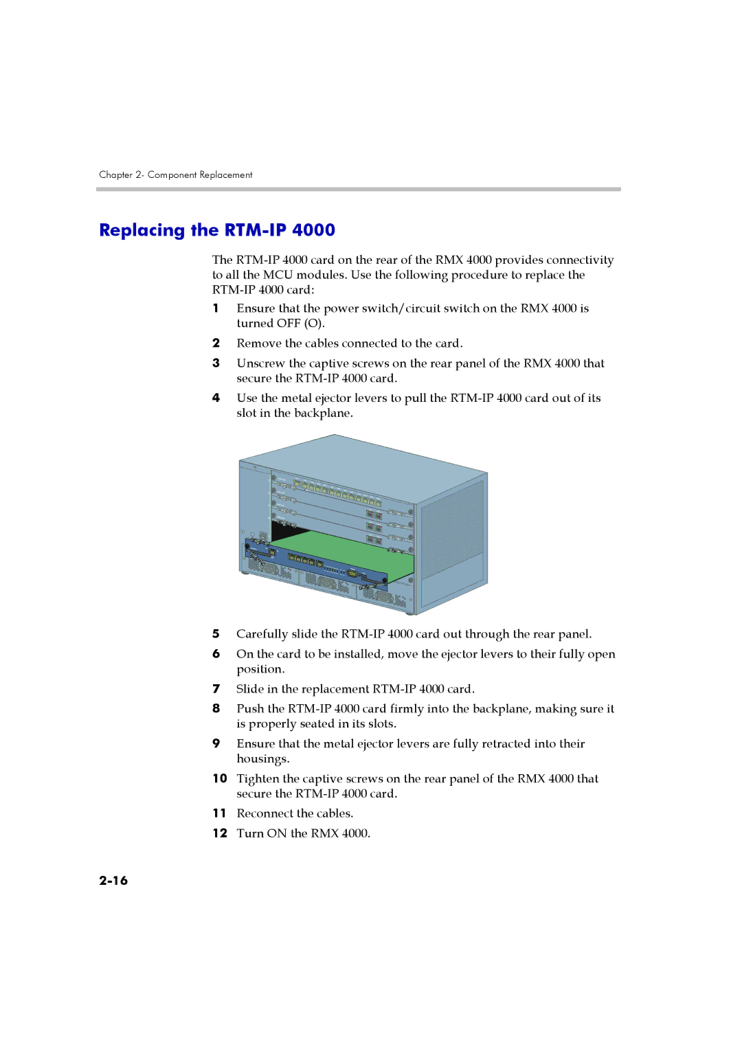 Polycom DOC2548A manual Replacing the RTM-IP 