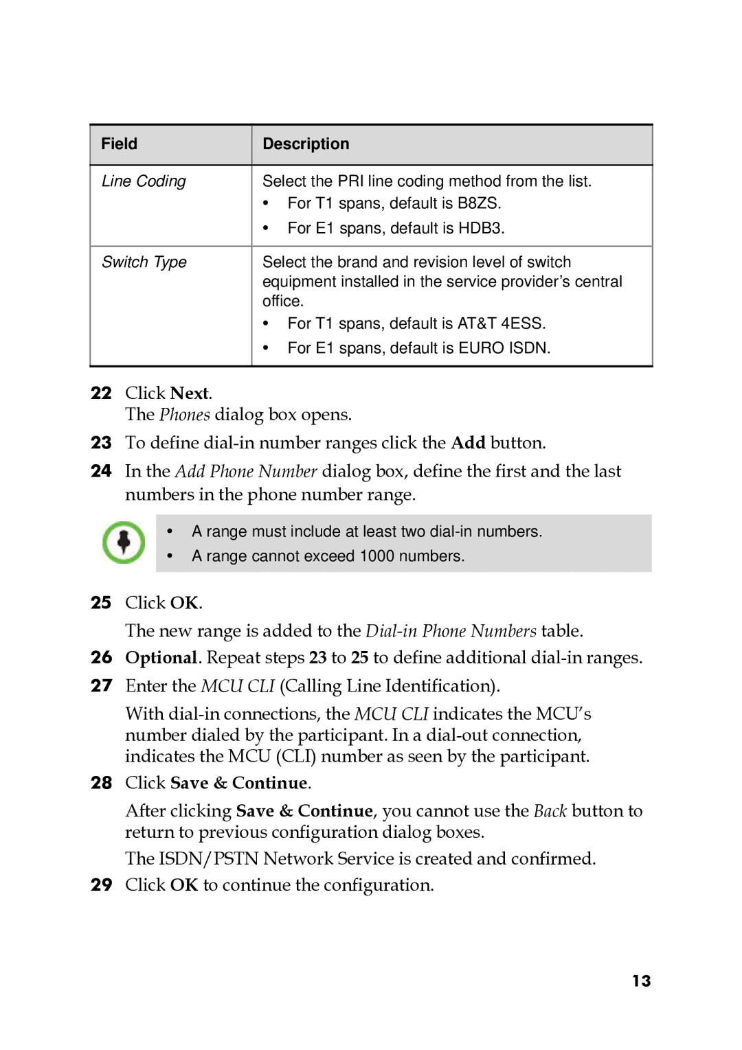 Polycom DOC2551A manual Click Save & Continue 