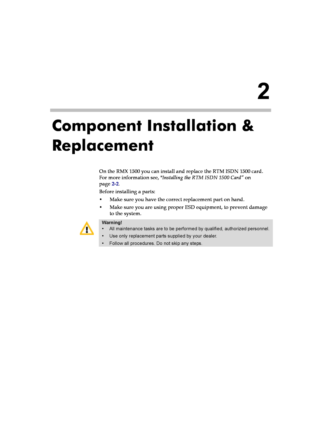 Polycom DOC2557A manual Component Installation & Replacement 