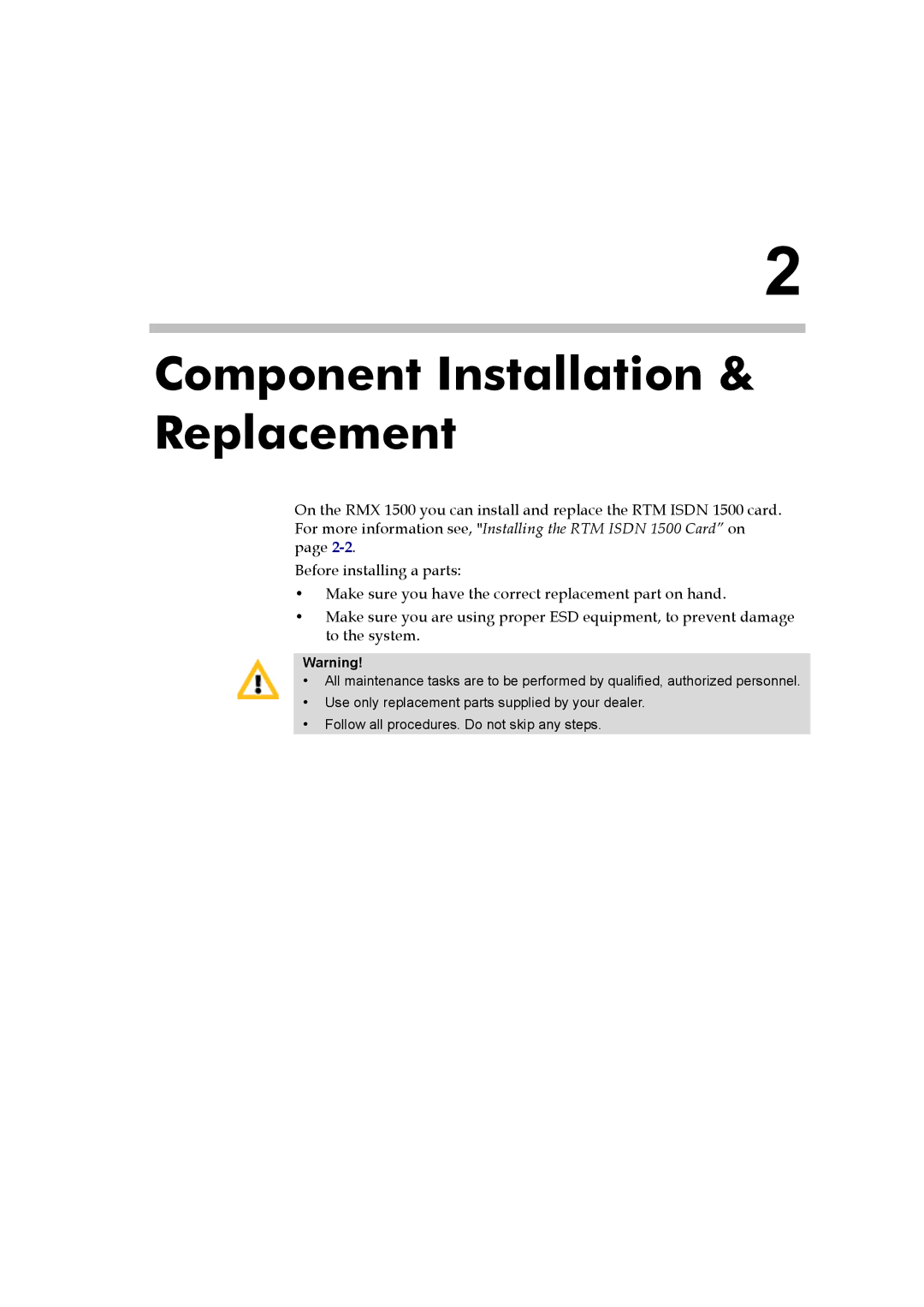 Polycom DOC2557A manual Component Installation & Replacement 