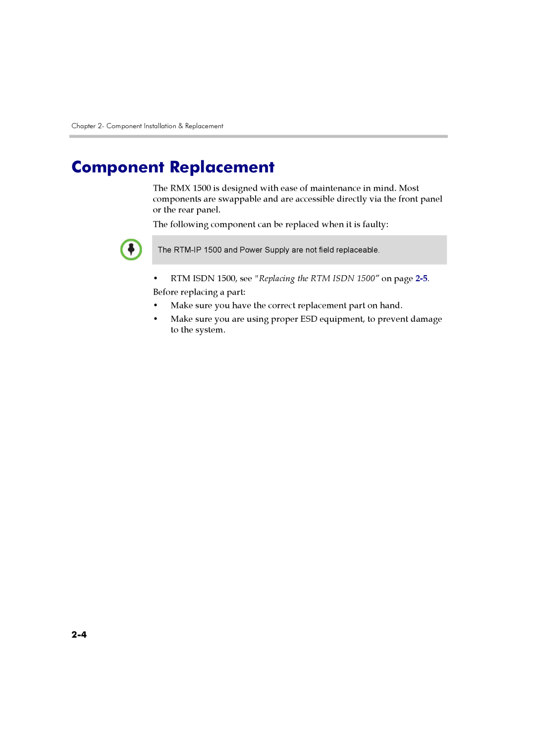 Polycom DOC2557A manual Component Replacement 