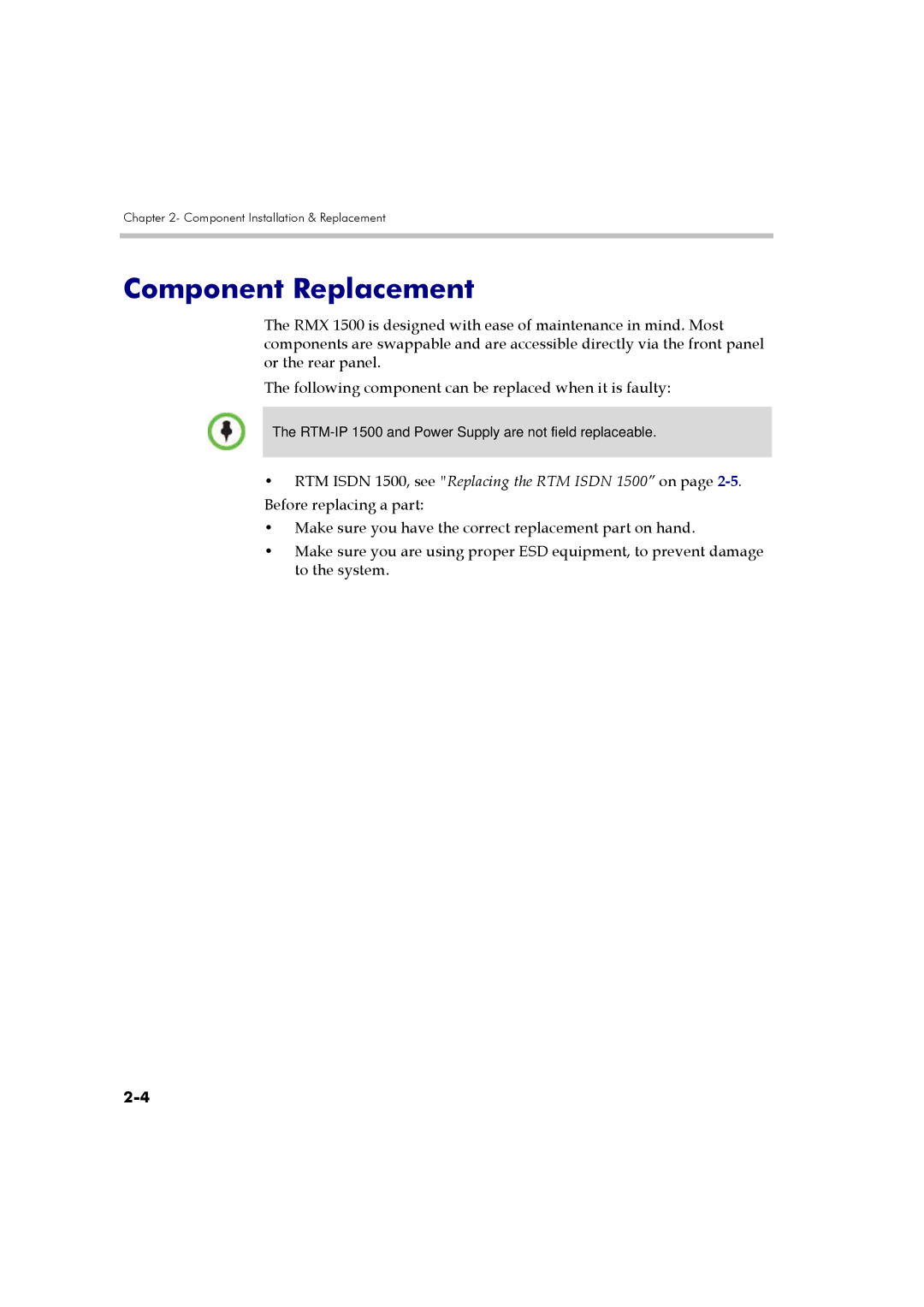 Polycom DOC2557B manual Component Replacement 